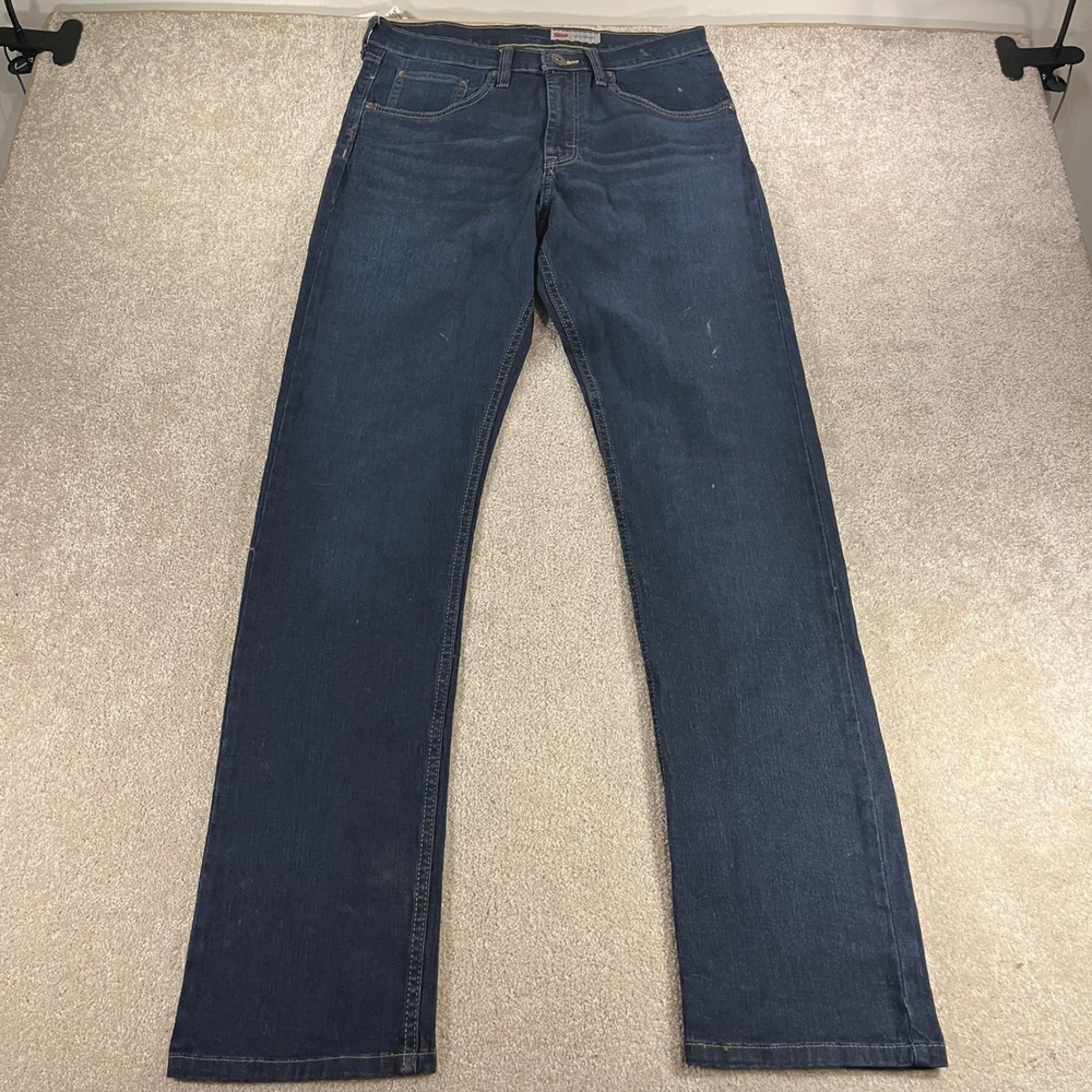 Wrangler Slim Straight Jeans Mens 32x34 Dark Wash Indigo Stretch 92SSWDB